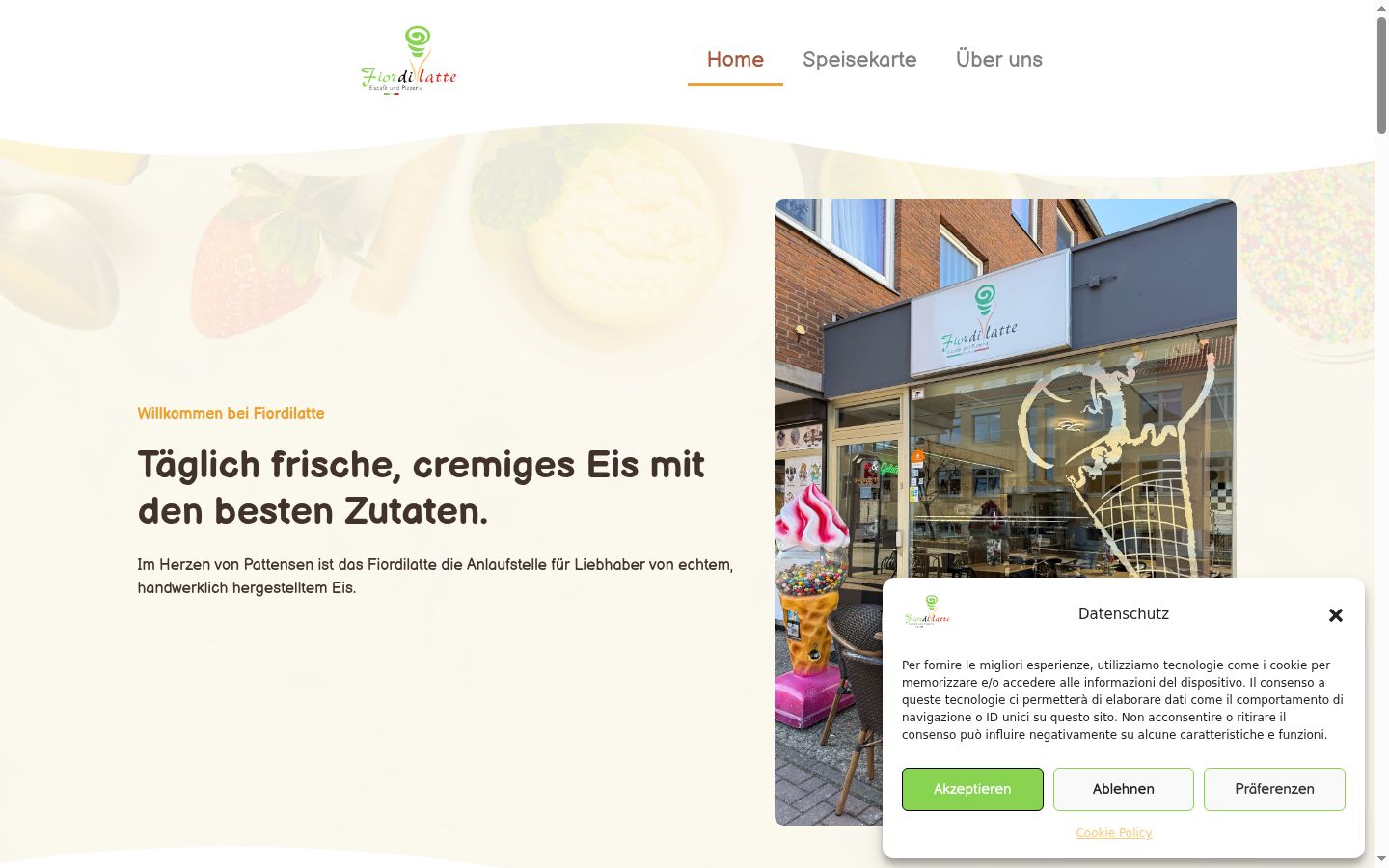Skärmbild av samtyckesbannern som visades före någon interaktion