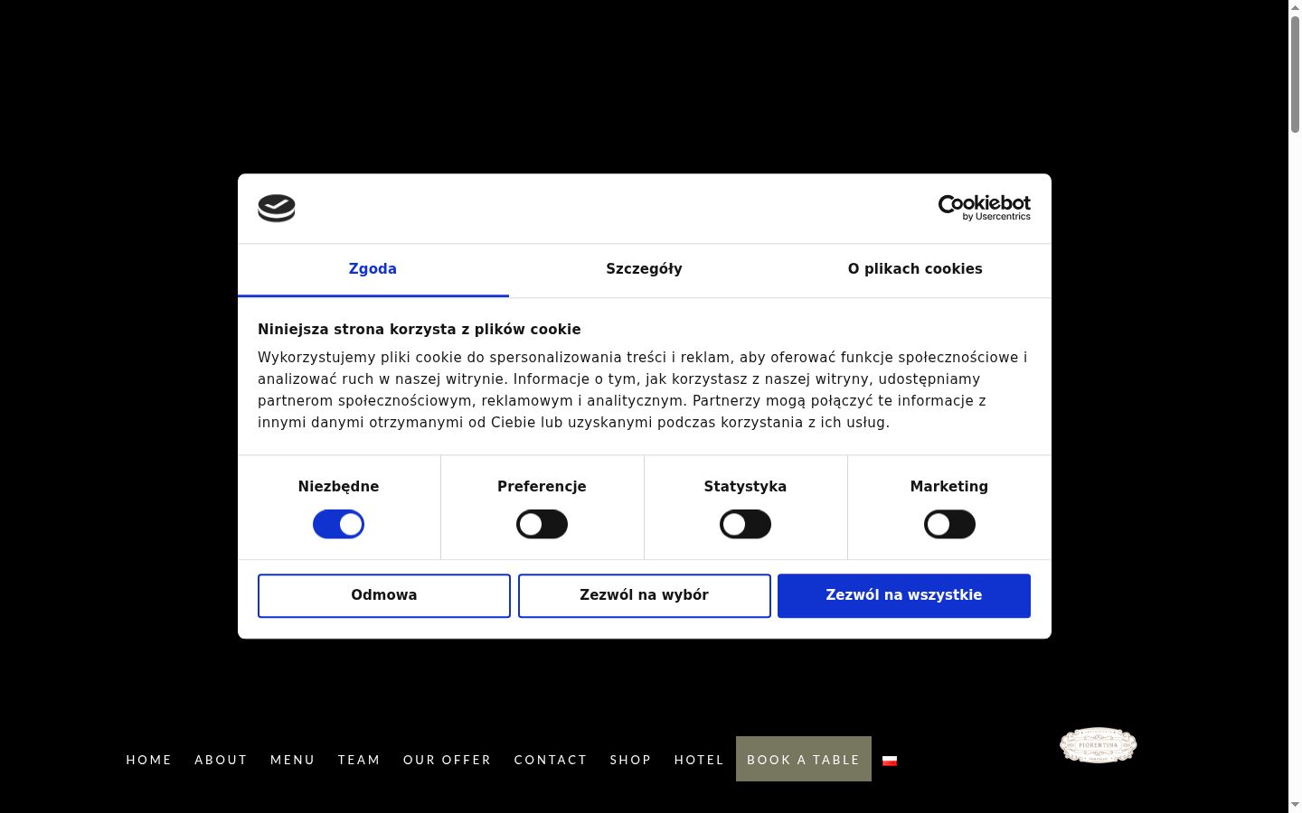 Captura de ecrã do banner de consentimento apresentado antes de qualquer interação