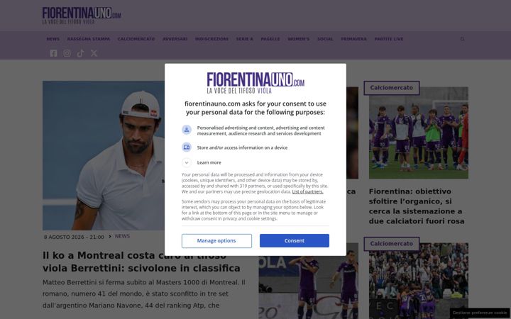 Screenshot of fiorentinauno.com