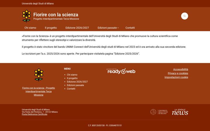 Screenshot of fiorireconlascienza.unimi.it