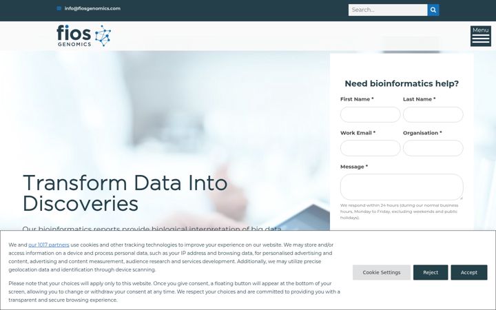 Screenshot of fiosgenomics.com