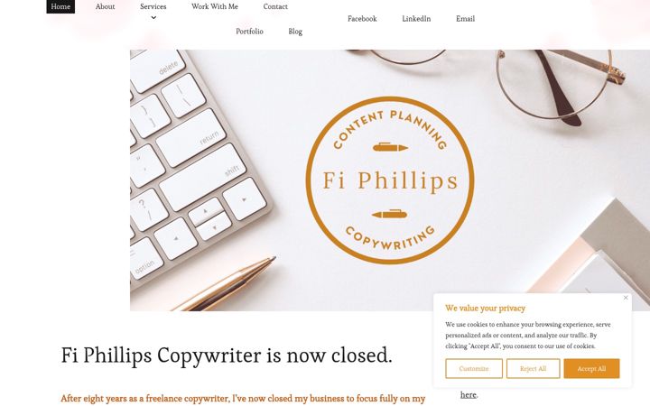 Screenshot of fiphillipscopywriter.com