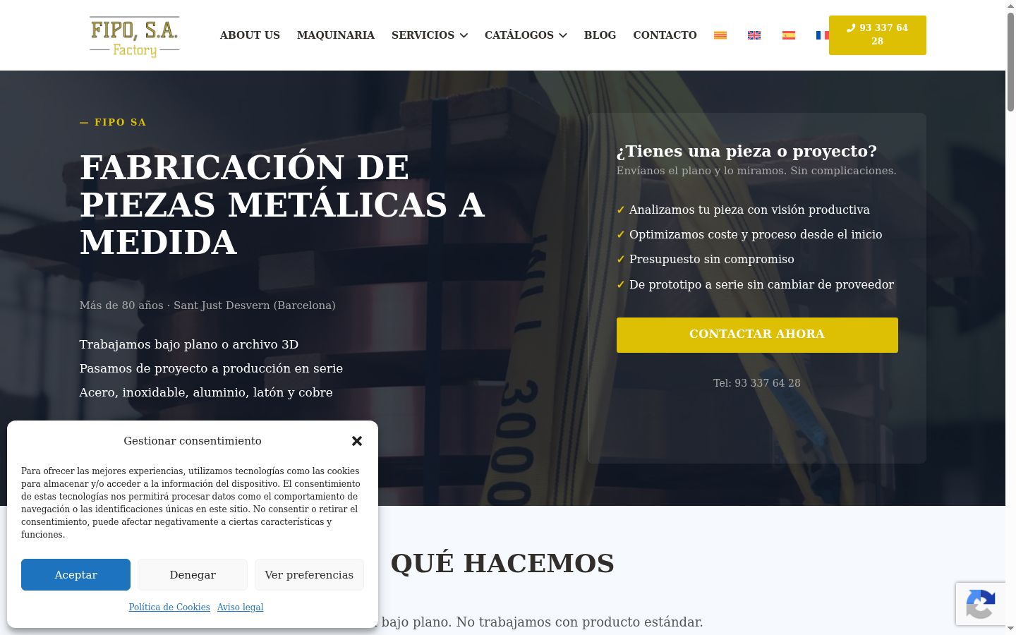 Captura de ecrã do banner de consentimento apresentado antes de qualquer interação
