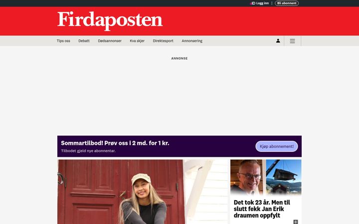 Screenshot of firdaposten.no