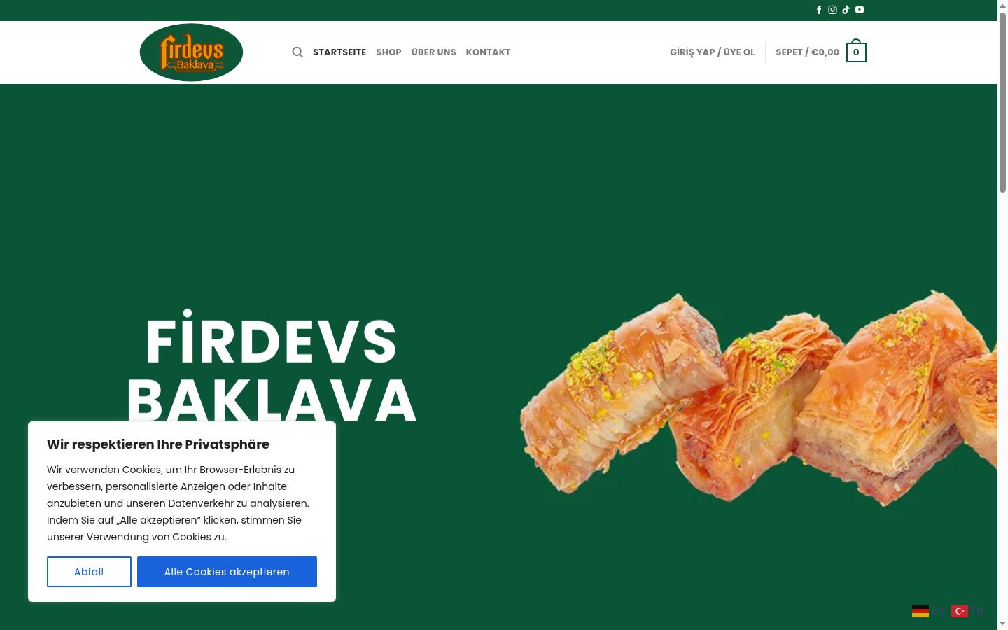 Screenshot του banner συγκατάθεσης που εμφανίστηκε πριν από οποιαδήποτε αλληλεπίδραση