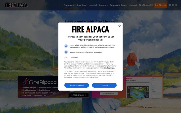 Screenshot of firealpaca.com