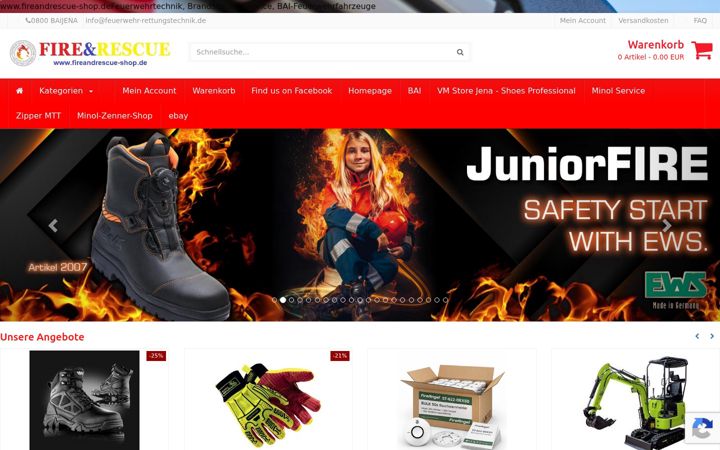 Screenshot ta' fireandrescue-shop.de