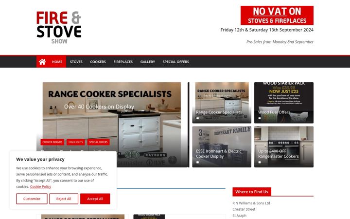 Screenshot ta' fireandstoveshow.co.uk