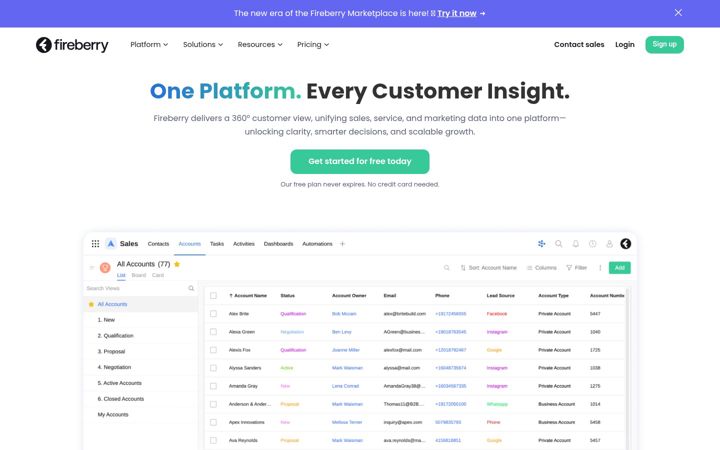 Screenshot of fireberry.com