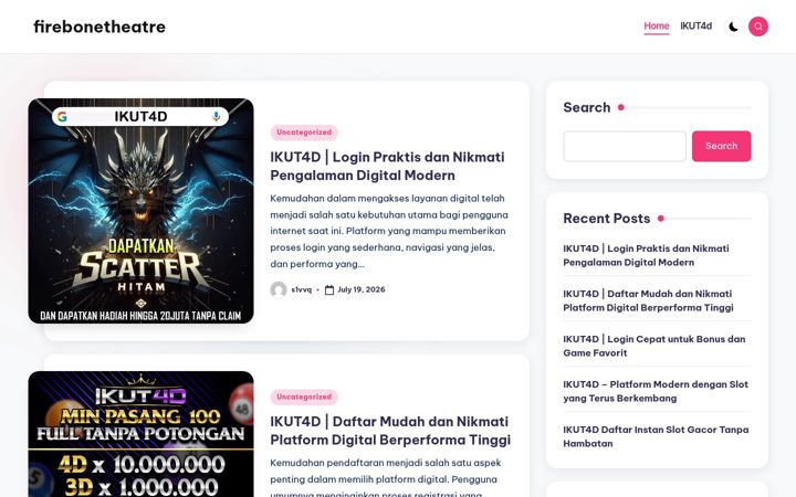 Screenshot of firebonetheatre.com