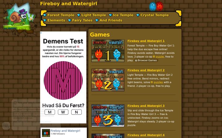 Screenshot of fireboynwatergirl.com