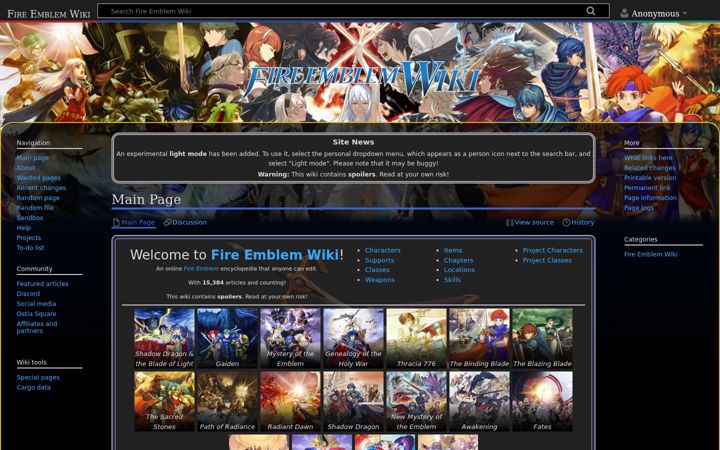 Screenshot of fireemblemwiki.org