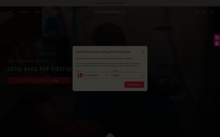 Screenshot of firefighterbag.com