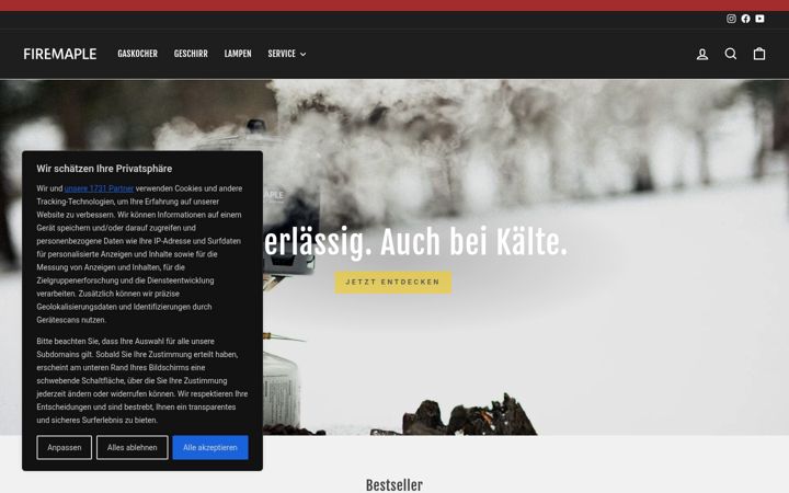 Screenshot di firemaplegear.de