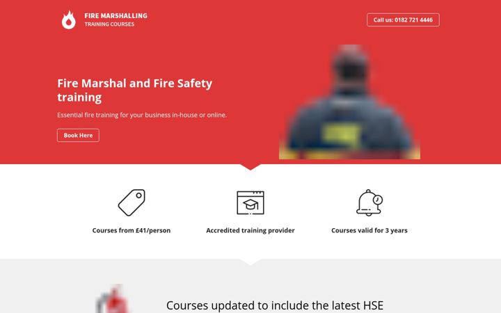 Screenshot of firemarshaltrainingcourses.co.uk