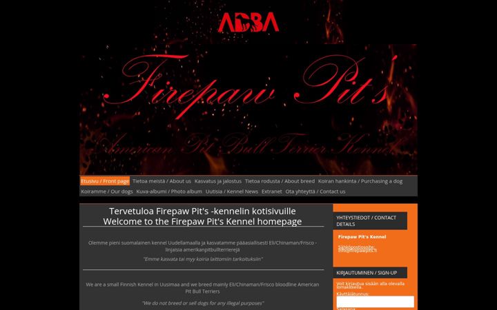 Screenshot of firepawpits.fi