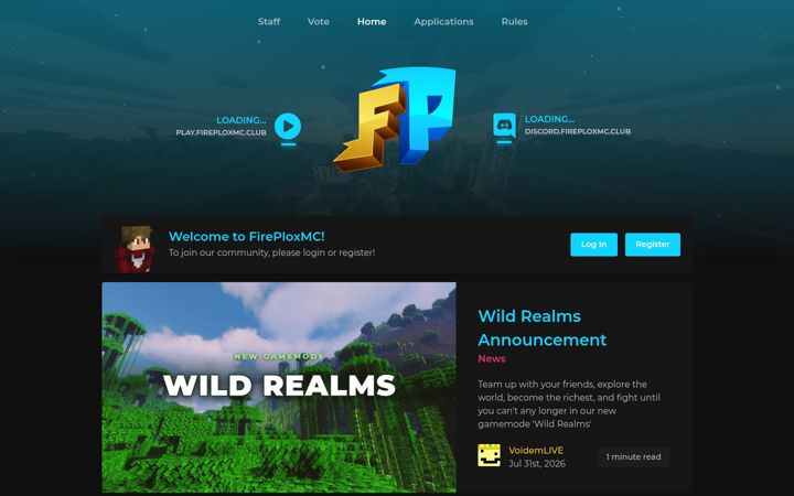 Screenshot of fireploxmc.club