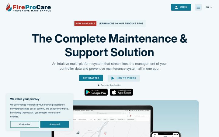 Screenshot of fireprocare.com