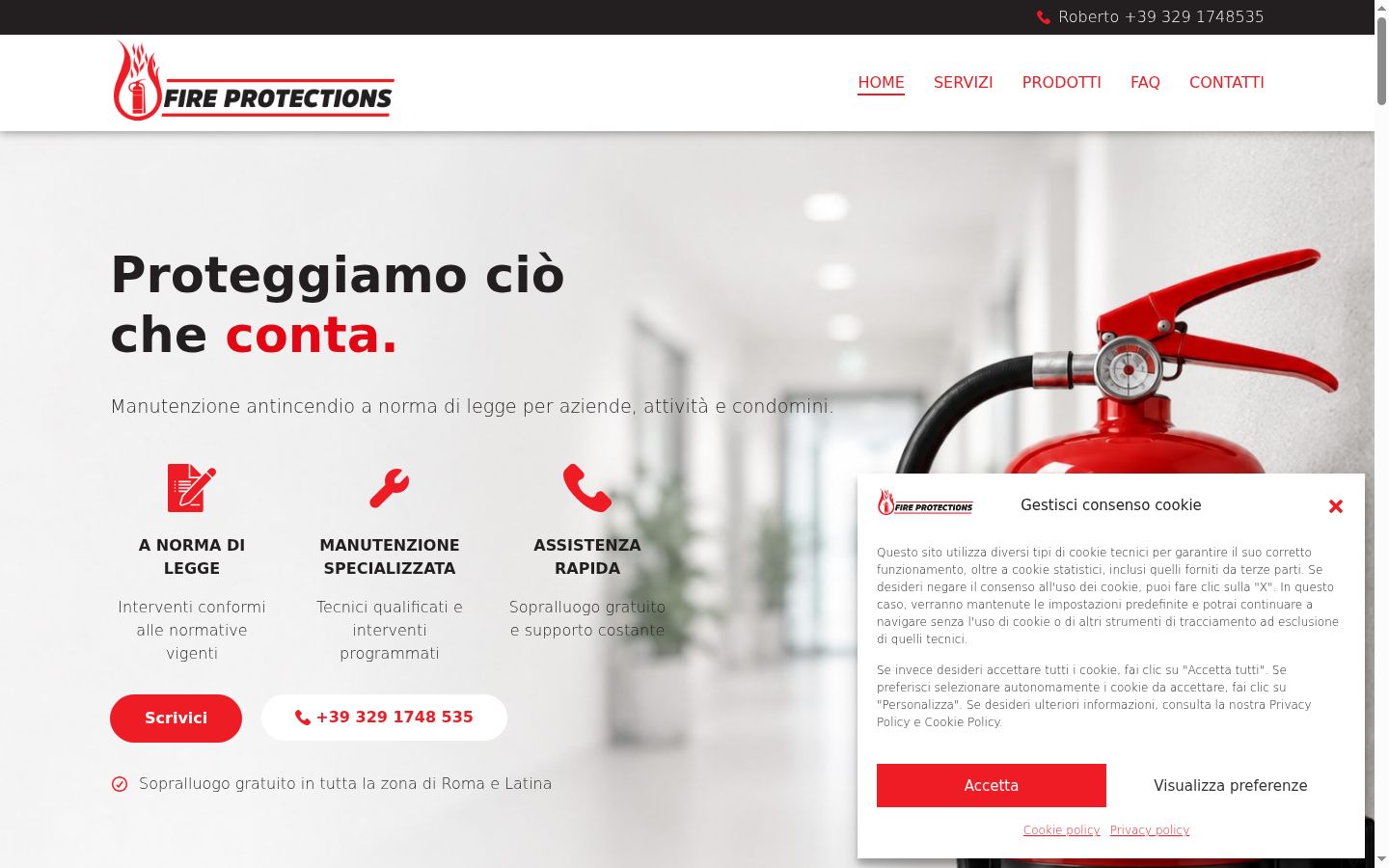 Screenshot del banner di consenso mostrato prima di qualsiasi interazione