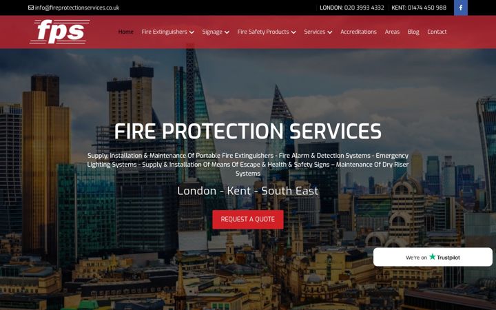 Screenshot ta' fireprotectionservices.co.uk