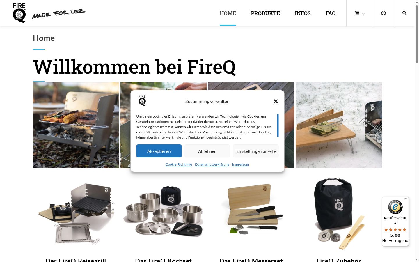 Screenshot del banner di consenso mostrato prima di qualsiasi interazione