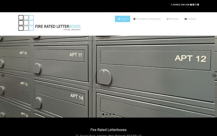 Screenshot ta' fireratedletterboxes.co.uk
