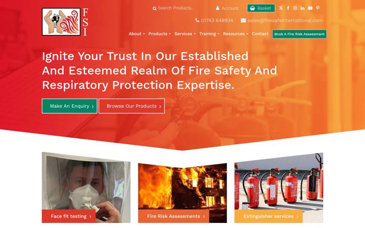 Screenshot ta' firesafeinternational.co.uk