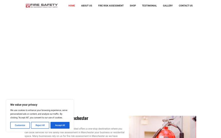Screenshot of firesafetyriskassessmentmanchester.co.uk