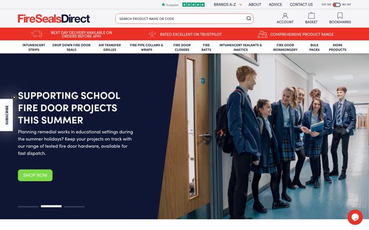 Screenshot of firesealsdirect.co.uk