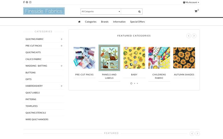 Screenshot of firesidefabrics.co.uk