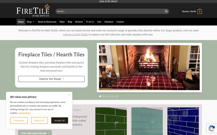 Screenshot ta' firetile.co.uk