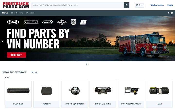 Screenshot of firetruckparts.com