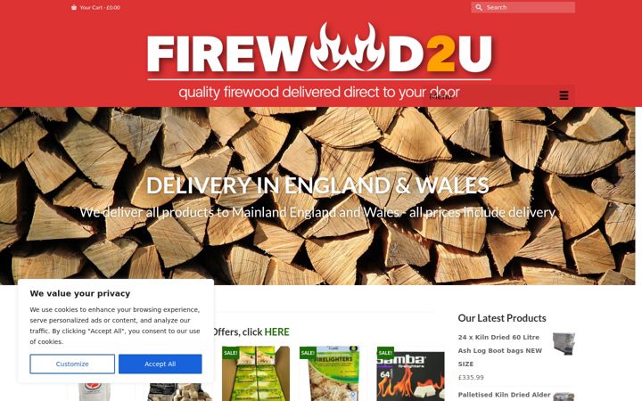 Screenshot of firewood2u.co.uk