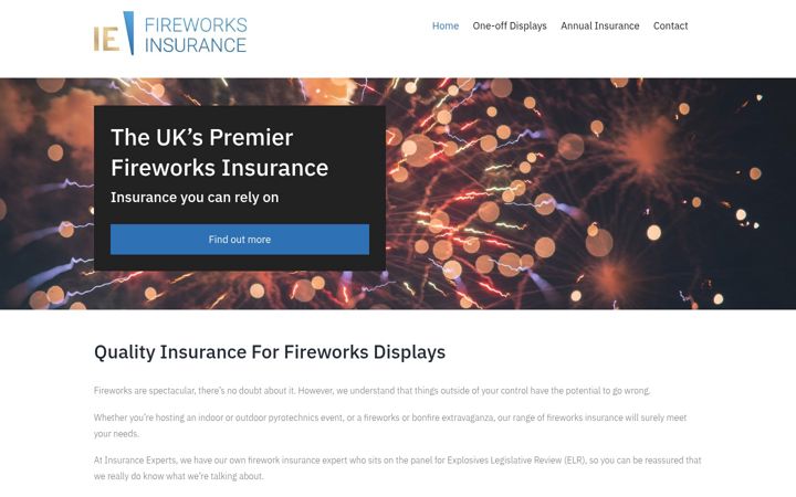 Screenshot of fireworksinsurance.co.uk
