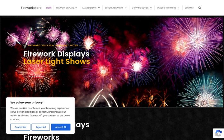 Snímek obrazovky fireworkstore.co.uk