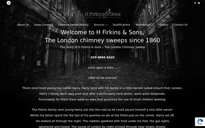 Screenshot of firkinschimneysweeps.co.uk