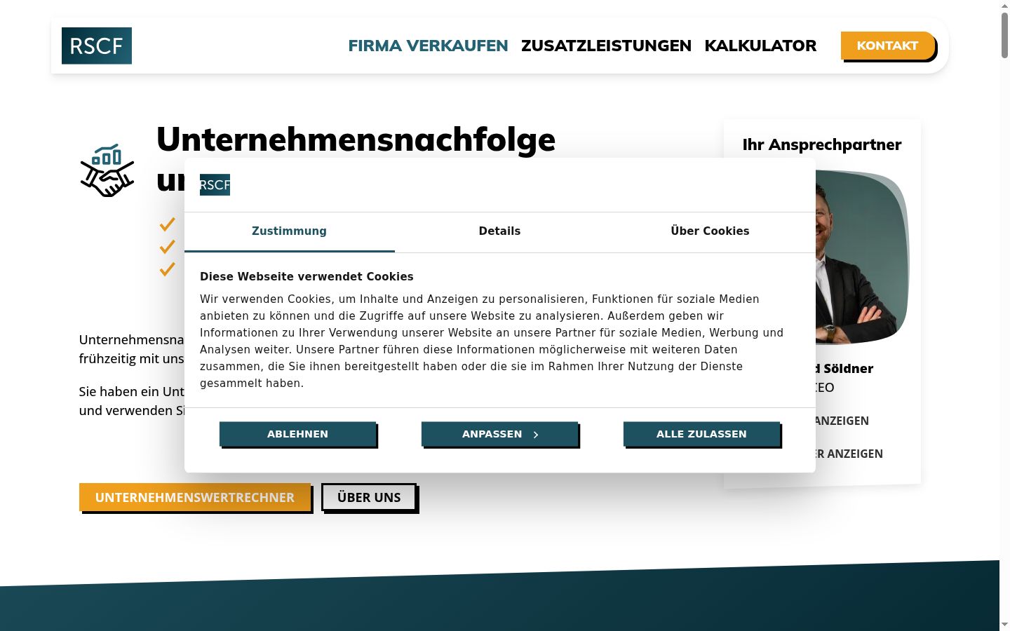Screenshot of the consent banner shown before any interaction