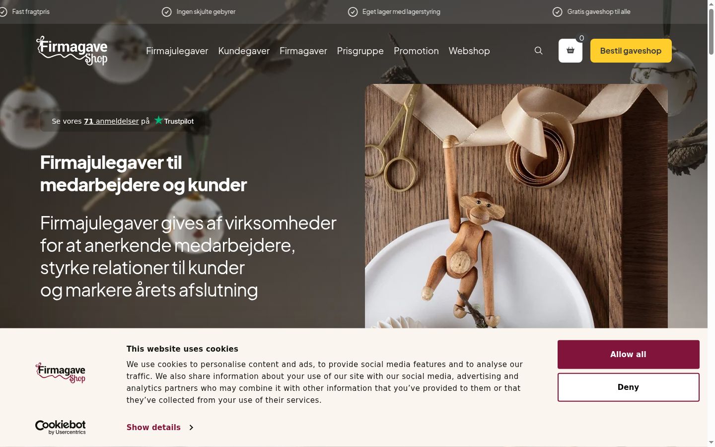 Skjermbilde av samtykkebanneret slik det vises før noen interaksjon