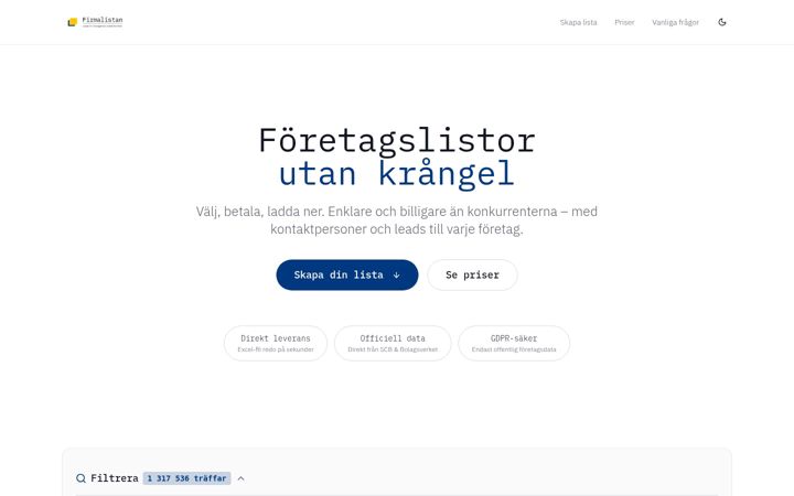 Screenshot of firmalistan.se