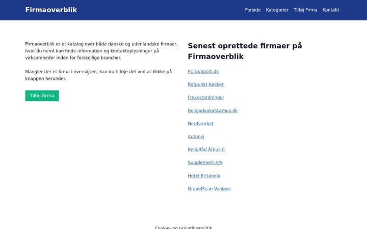 Screenshot του firmaoverblik.dk