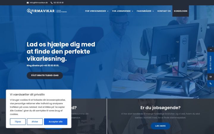 Screenshot of firmavikar.dk