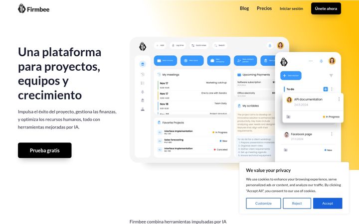 Screenshot του firmbee.es