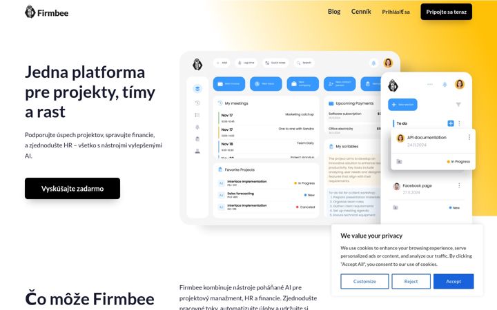Snímek obrazovky firmbee.sk