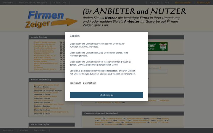 Screenshot of firmen-zeiger.de