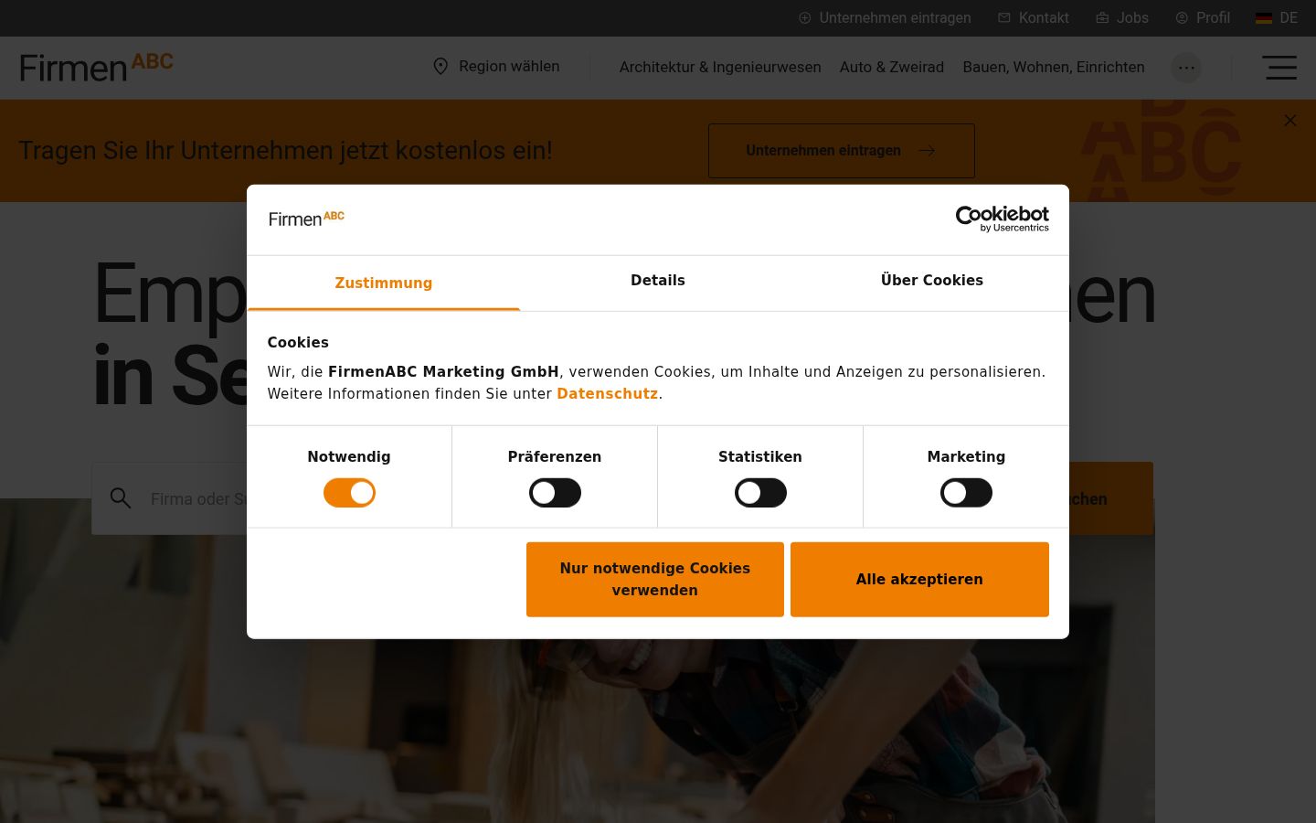 Screenshot of the consent banner shown before any interaction
