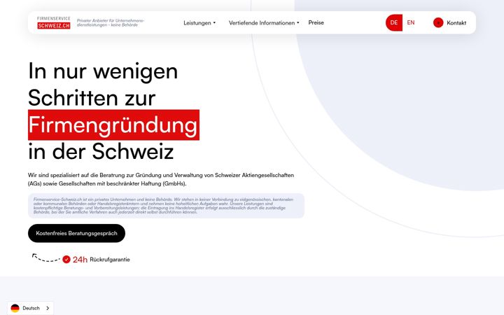 Screenshot of firmenservice-schweiz.ch