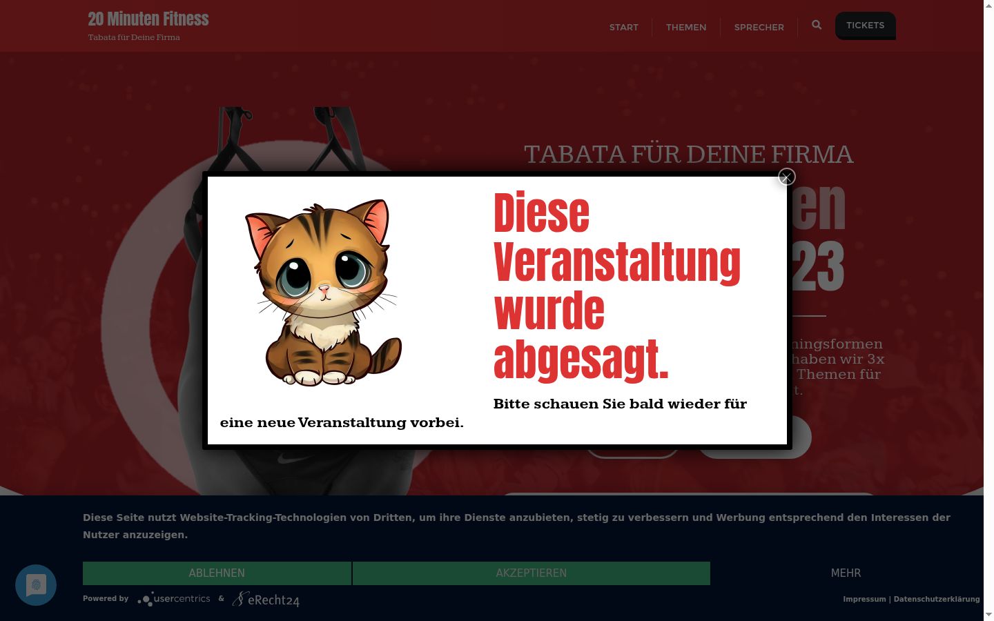 Screenshot del banner di consenso mostrato prima di qualsiasi interazione