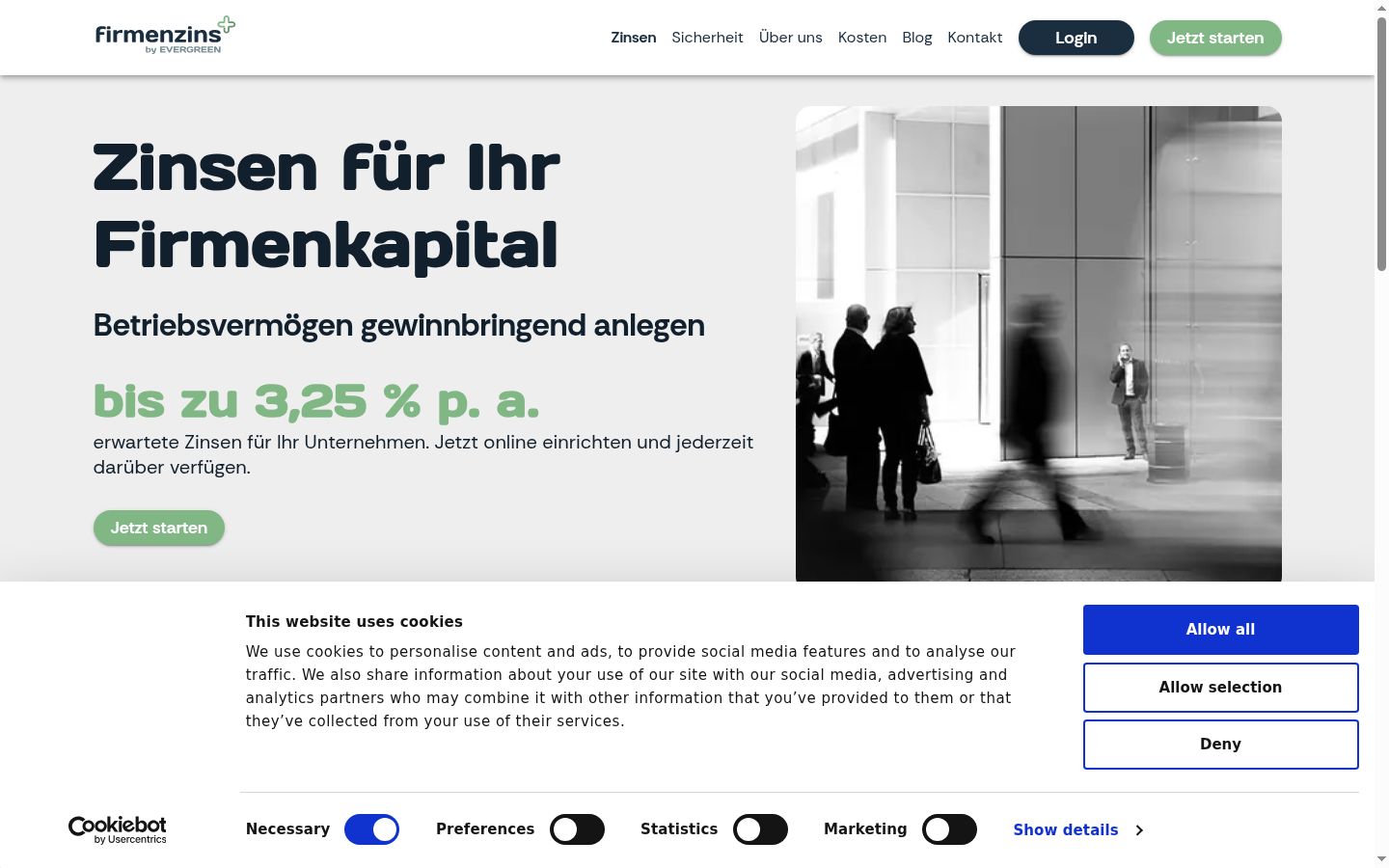 Screenshot des Einwilligungsbanners vor jeglicher Interaktion