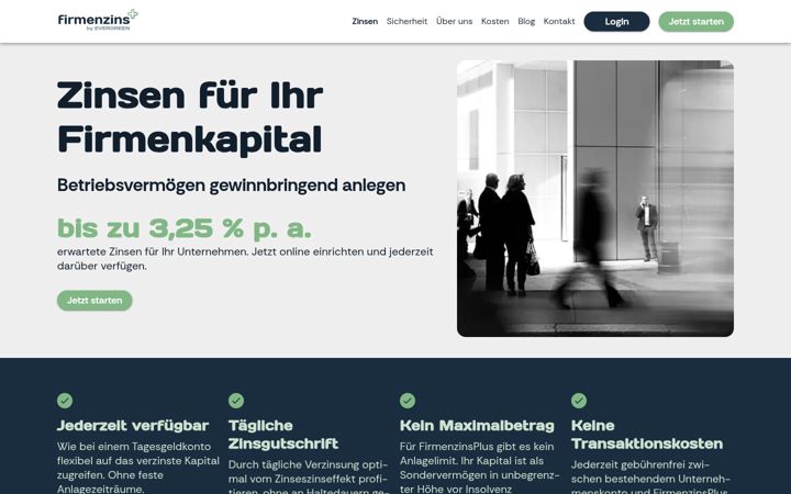 Screenshot of firmenzins.plus