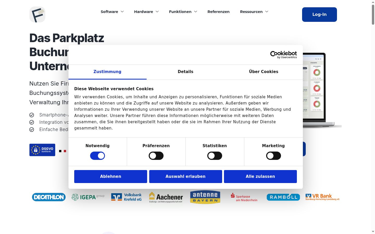 Posnetek zaslona pasice za privolitev, prikazane pred kakršno koli interakcijo